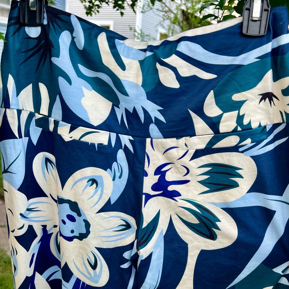 NWT Arolina lounge floral beach pant coverup yoga flare wide leg S navy blue - Picture 5 of 7